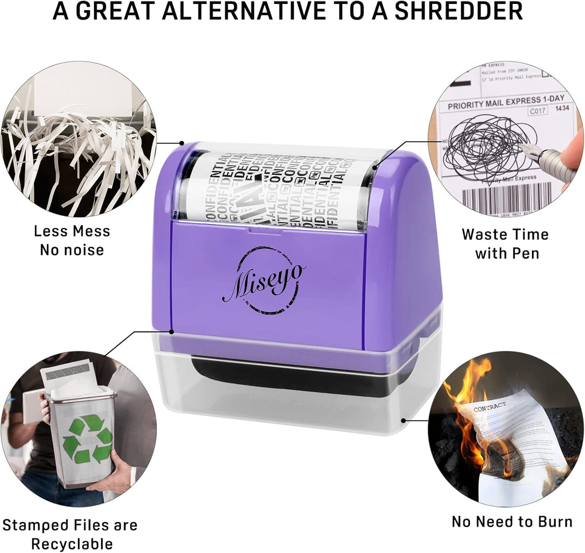 Miseyo Wide Roller Stamp Identity Theft Stamp 1.5 Inch Perfect for Privacy Protection,Anti-Theft Security Confidential Easy for Guard Personal Information Blockout - 3Pack Set