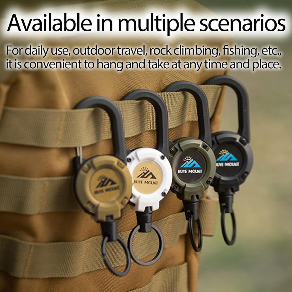 Retractable Keychain Heavy Duty 2Pack, Multitool Carabiner Badge Holder, Retractable Keychain Clip Id Holder, Upgraded 58cm Stainless Steel Cord Black