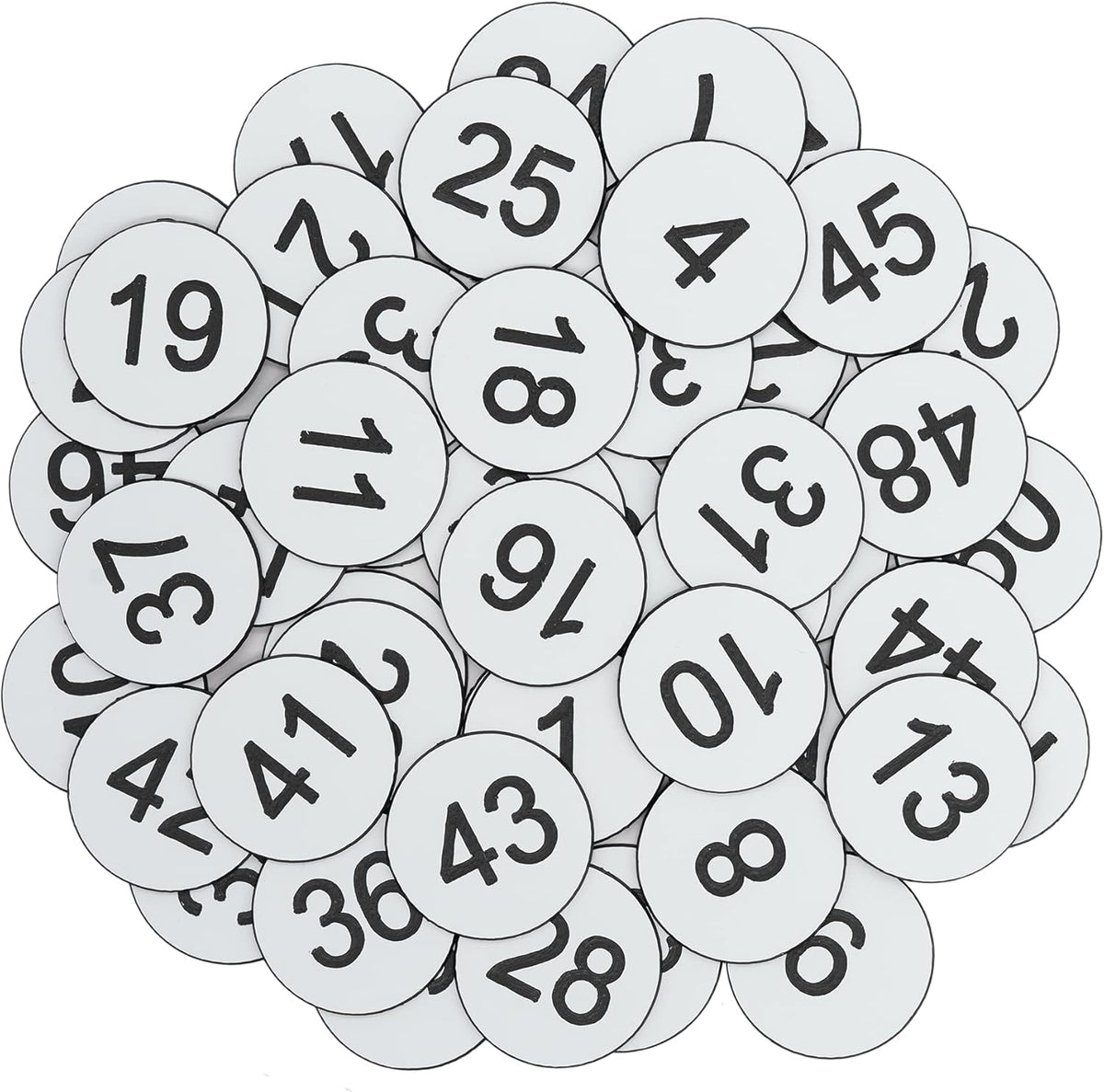 StayMax Plastic Number Tags Engraved Numbered Tags Without Hole (1-50, White)
