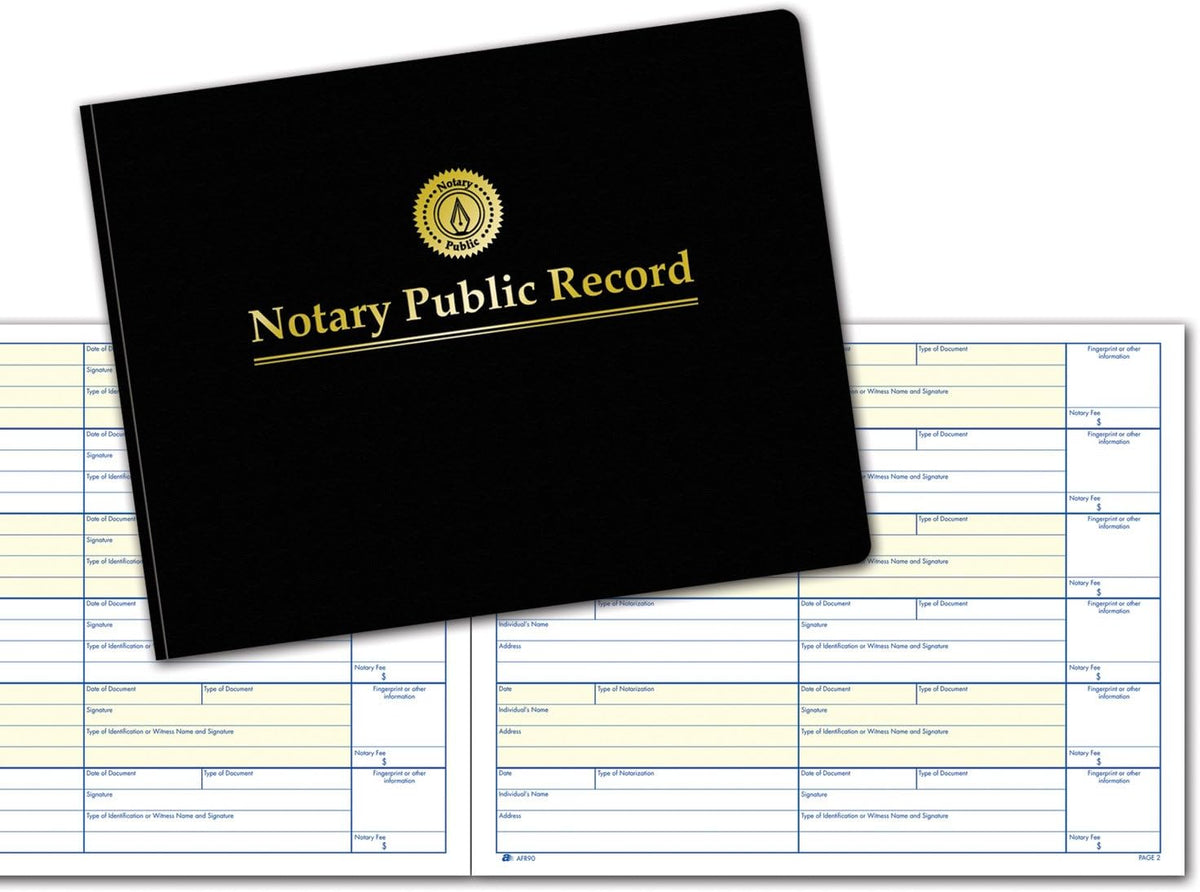 Adams Notary Public Record Journal, 11 x 8.5 Inches, 6 Entries Per Page, 63 Pages Per Book, Black (AFR90)