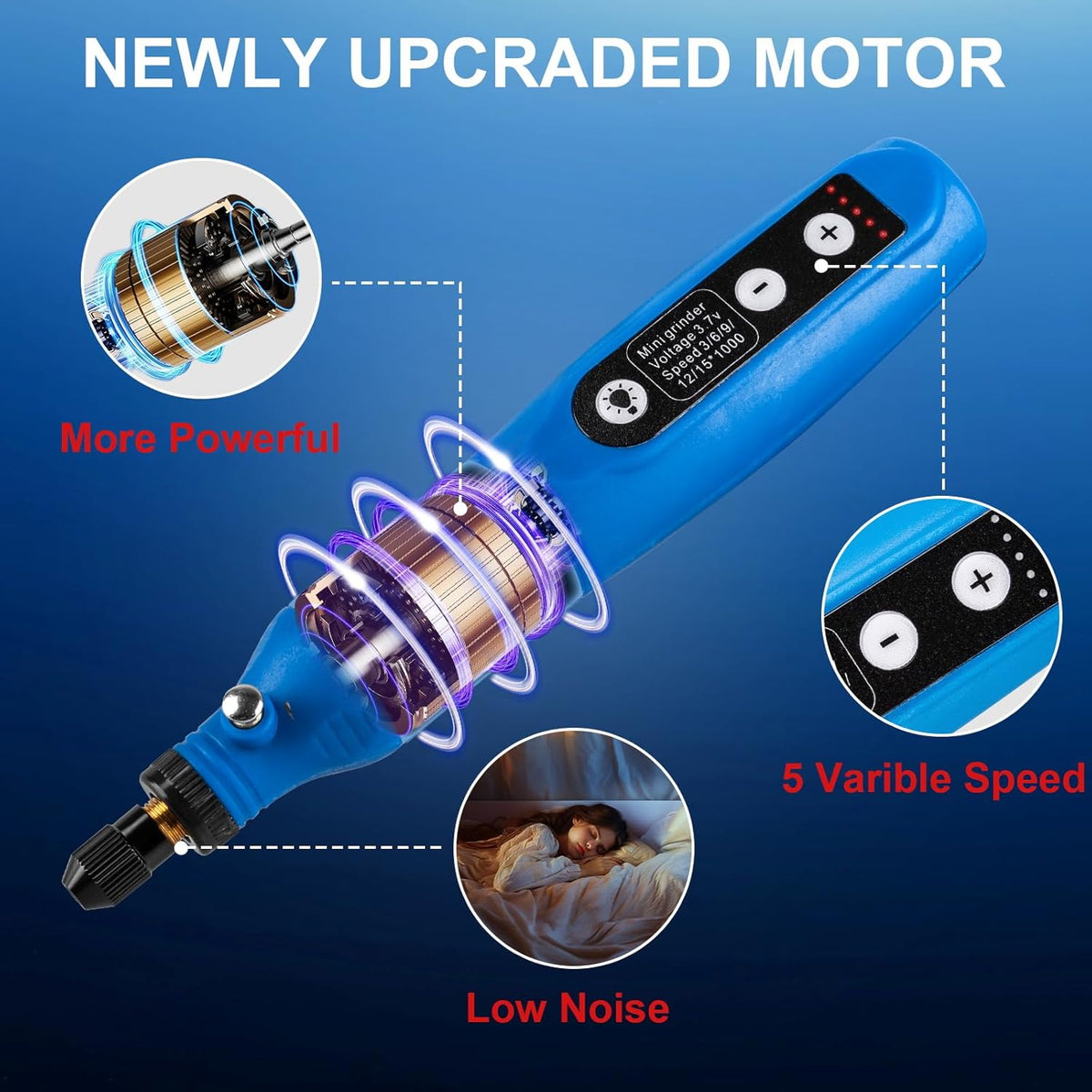 Cordless Rotary Tool, 5-Speed Mini Rotary Tool Kit with 75 Accessories, Multi-Purpose 3.7V Type-C Charging Rotary Tool for Engraving, Sanding, Polishing, Drilling, Grinding, Small DIY Crafts