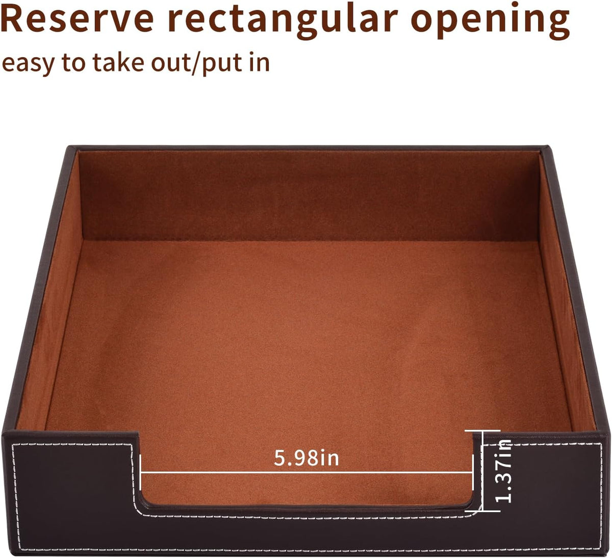 PU Leather 1-Layer Stackable Office File Document Tray Case Rack Paper Letter Tray Desk File Document Organizer Holder (Coffee)