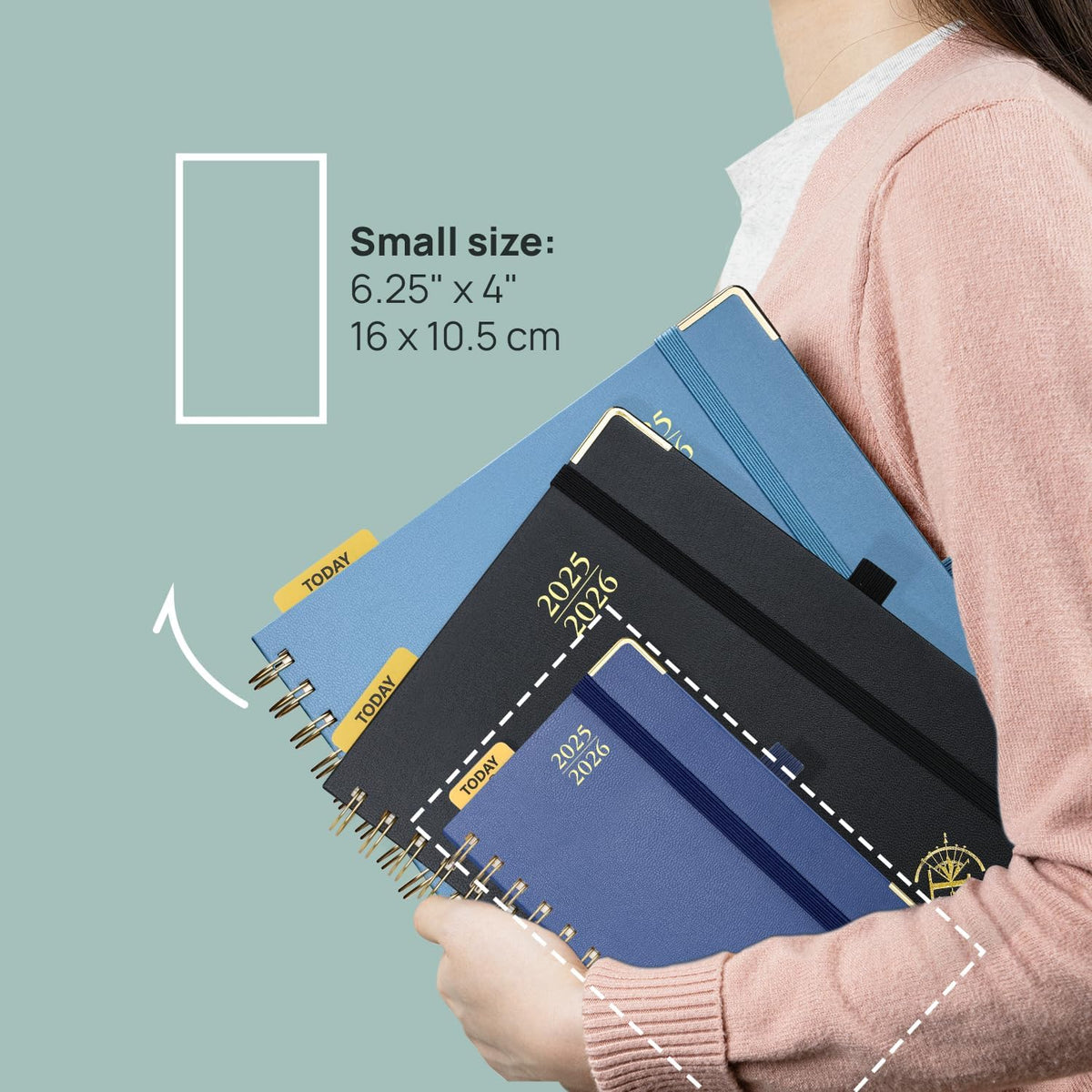 POPRUN Pocket Planner 2025-2026 (Spiral Hardcover - 4''x 6.25''), Daily Weekly and Monthly (July 2025 - June 2026) with Hourly Time Slots, for Purse, 100 GSM - Burgundy
