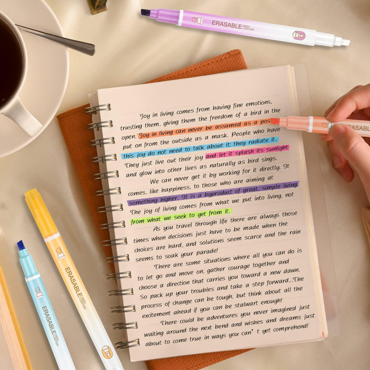 Erasing Highlighters, 12 PCs Dual-Head Smooth Writers, Chisel Tip in Multiple Colors - Bible, Notes, School & Office