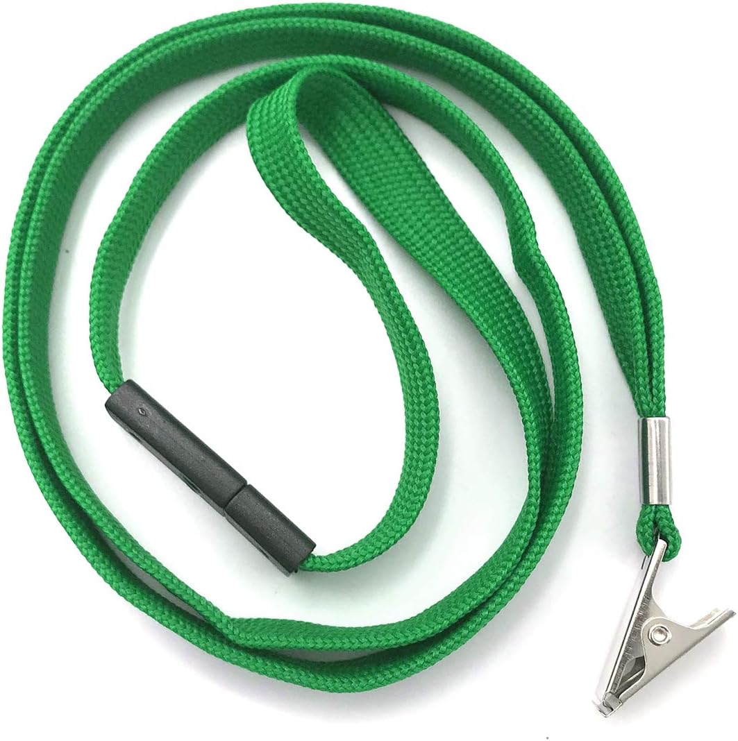Bird Fiy Lanyards Breakaway Bulk Black Lanyards Neck Flat Safety Badge Lanyard Bulldog Clip (Green, 25 PCS)