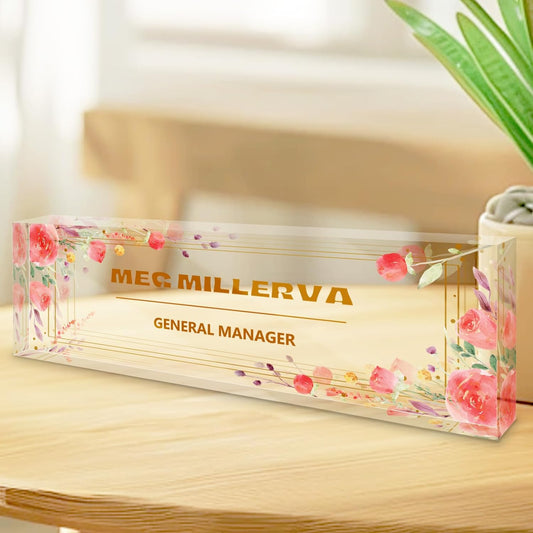 Personalized Name Plate for Desk, Custom Acrylic Desktop Accessories Office Decor for Women Men, Offices Gift for Coworkers Boss Teacher, Employee Appreciation Gifts