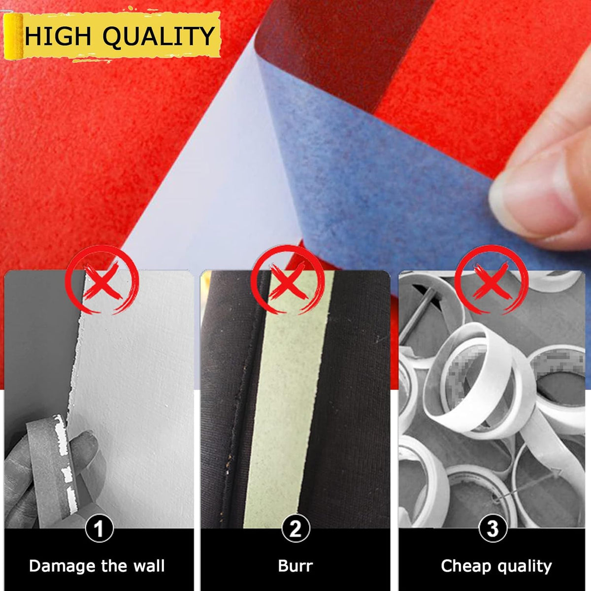 Blue Tape, Painters Tape, Masking Tapes, 0.94 Inch x 60.1 Yards, 6 Rolls, Paper Paper, No Residue Painting Tapes for Multi-Purpose, Kids Arts and Crafts, Scrapbook Supplies, DIY Projects, Labeling
