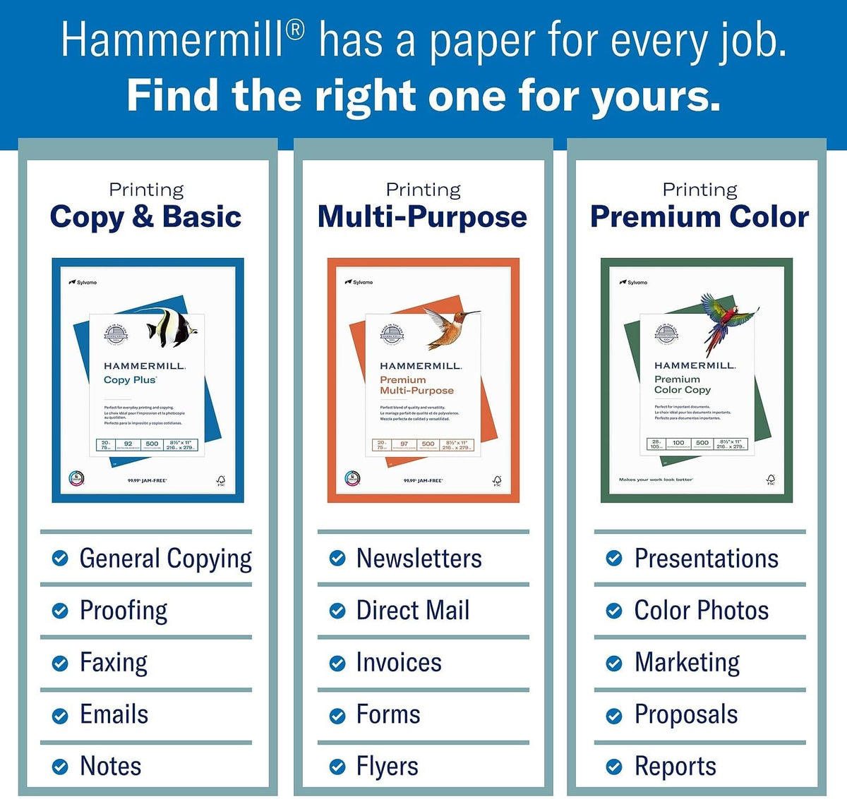 Hammermill Printer Paper, Premium Color 32 Lb Copy Paper, 8.5 x 11 - 1 Ream (500 Sheets) - 100 Bright, Made in the USA, 102630