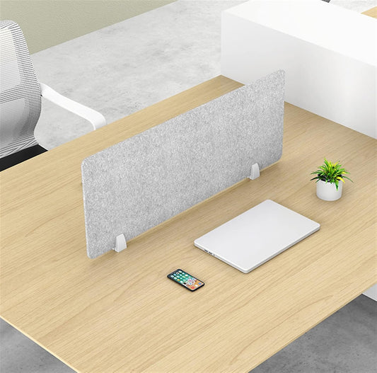 Icegrey Acoustic Desk Divider Privacy Panel Removable Sound Absorbing Desk Partition Board with 2 Clips for Student Call Centers Offices Braries Classrooms Library, Silver Grey, 23.4x11.7"