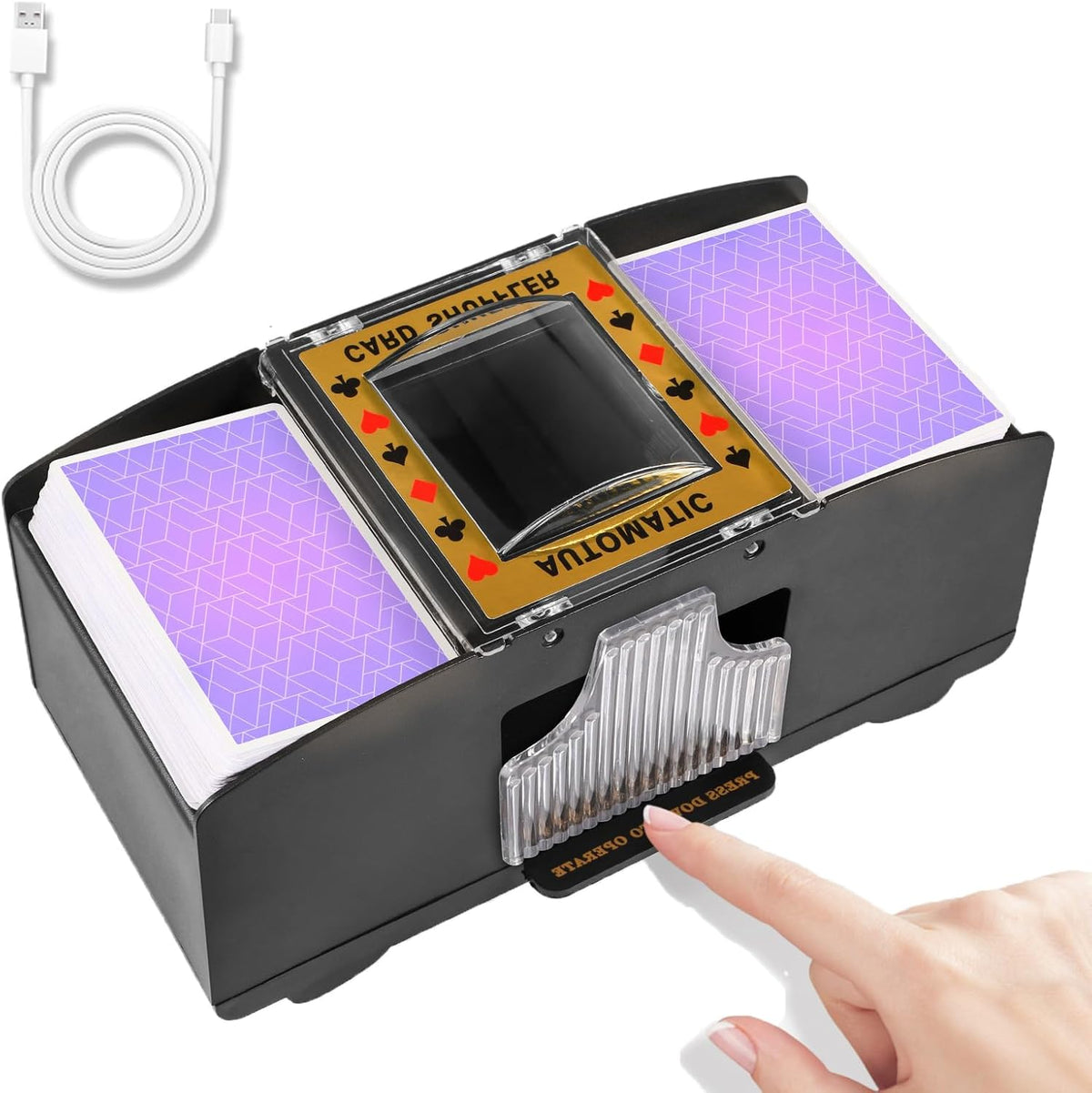 Automatic Card Shuffler 2 Deck,Battery-Operated/USB UNO Poker Shuffler,Playing Card Shuffler for Home Card Game,Travel