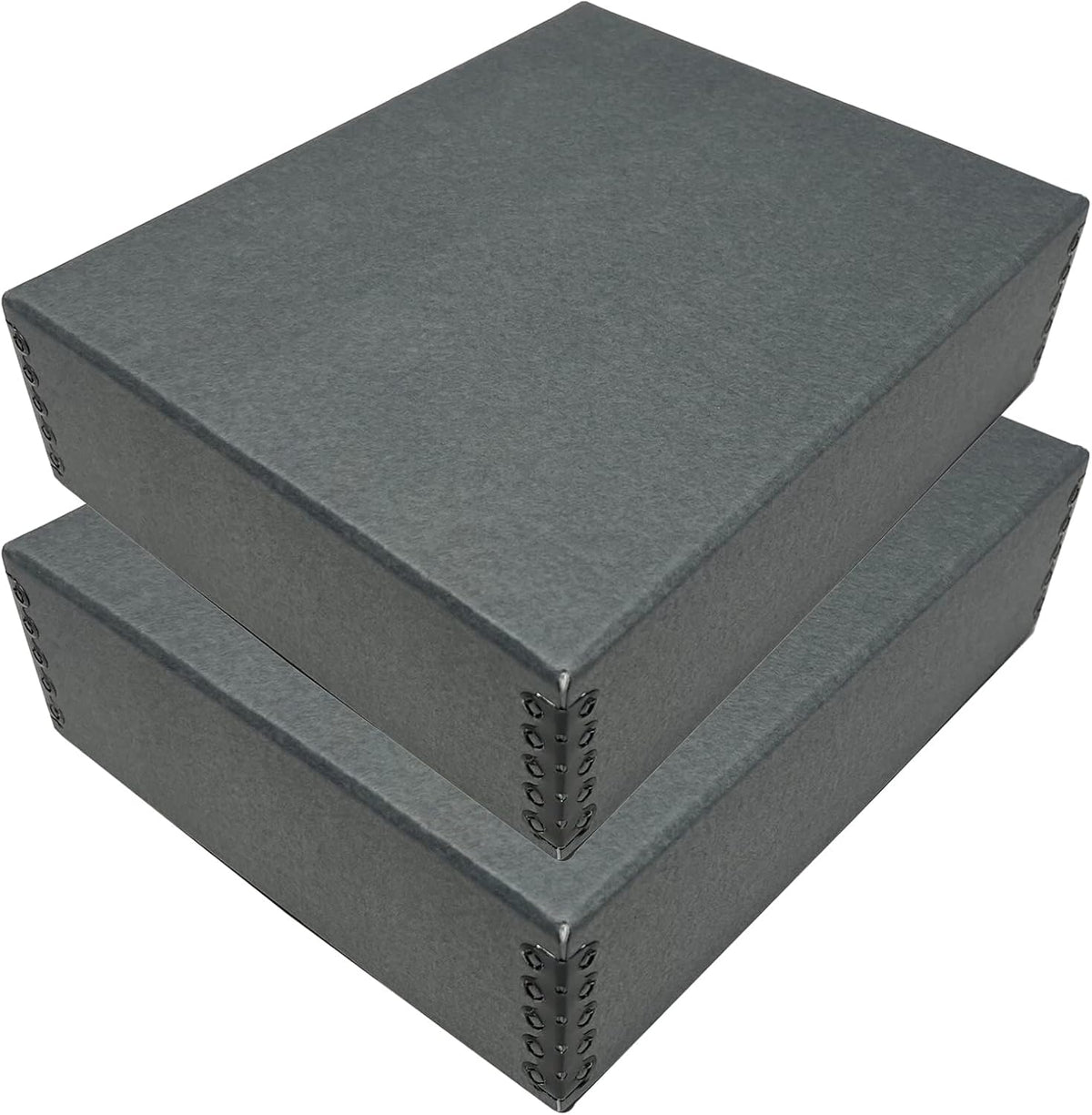 Lineco Museum Archival Storage Box, 8.75x10.75x3 in. Drop Front Design. Acid-Free with Metal Edge. Organize Photos, Pictures, Prints, Documents, Crafts, DIY. Gray, 2 Pack