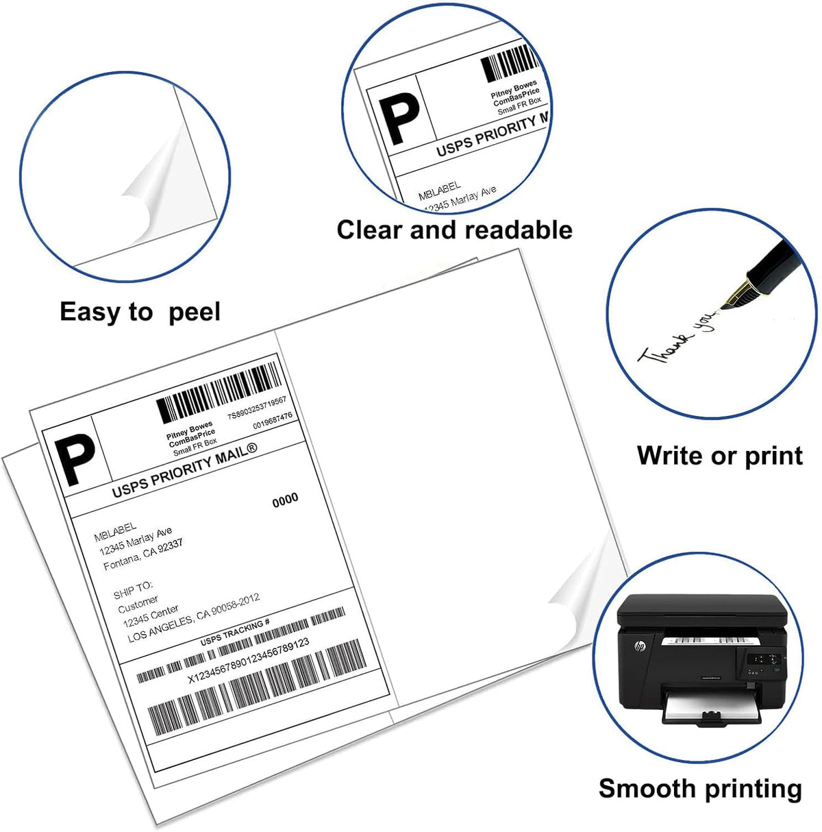 8.5" x 5.5" Address Labels, Half Sheet Shipping Labels, 3000 Sheets Self Adhesive Mailing Labels for Laser & Inkjet Printers (6000 Labels)