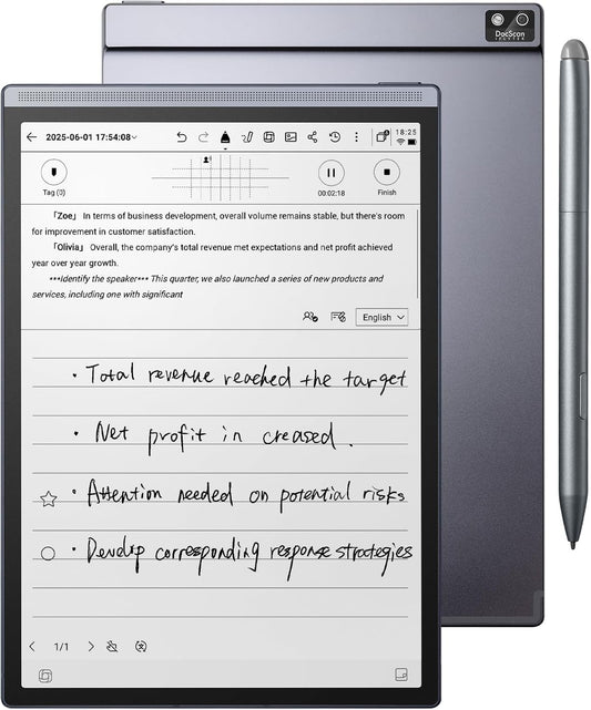 AINOTE Air 2, 8.2" AI E Ink Tablet, Smart Paper Note-Taking Tablet with Stylus & Adjustable Light, ChatGPT-Powered Multi-Language Transcription, Meeting Minutes Schedule Management Digital Notebook