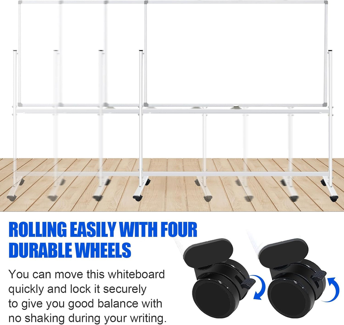 Large Rolling White Boards 60X36, Double-Sided Mobile Magnetic Whiteboard on Wheels, 5' x 3' Whiteboard with Stands, Dry Erase Board with Stand Up White Board for School, Office, Home