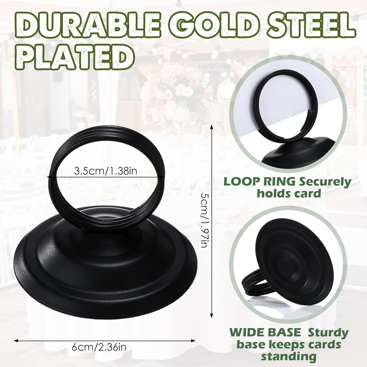 24 Pcs Table Number Holders Metal Place Card Holders Table Number Stands Tabletop Menu Sign Stands for Wedding Restaurant Recipe Banquet Birthday(Black)