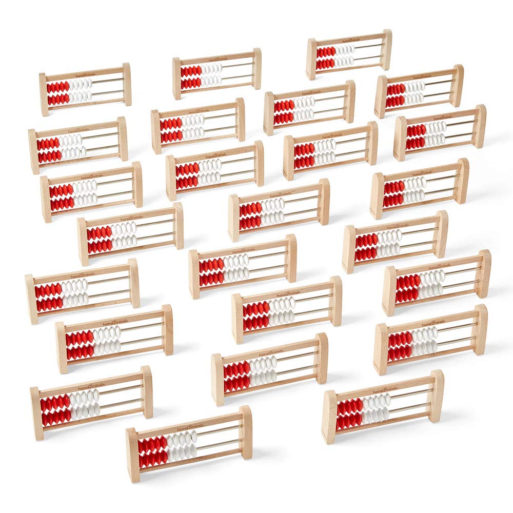 hand2mind Mini 20-Bead Wooden Rekenrek Class Set, Number Rack for Kids, Abacus for Kids, Counting Beads, Math Counters, Educational Toys for Elementary, Math Manipulatives (Set of 25)