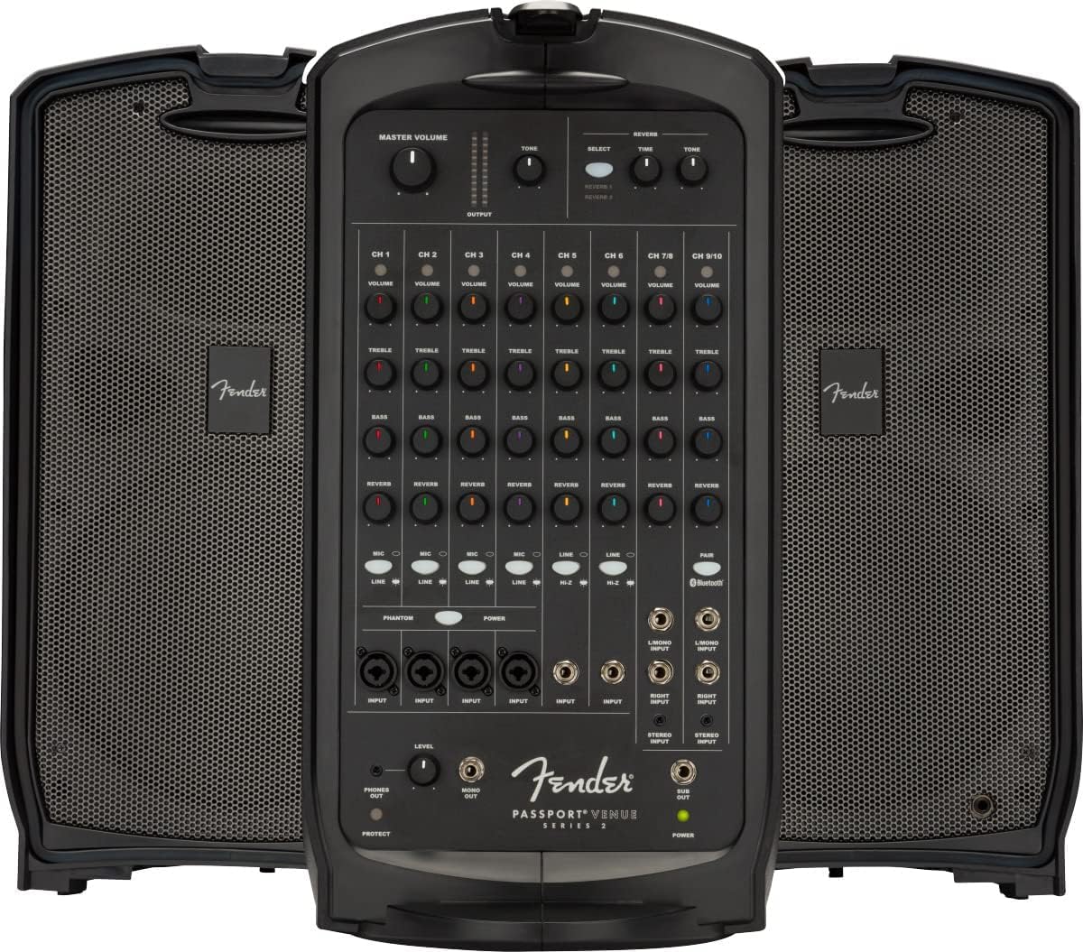 Fender Passport Venue S2 Portable PA System Bundle with Compact Speaker Stands, XLR Cable, and Instrument Cable