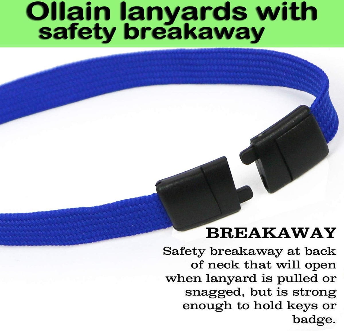 Safety Breakaway Lanyard with J-Hook Flat Lanyards for ID Badges Cruise Lanyard Bulk Preimum Lanyards for Women/Men Business Card NameTag Holder Lanyards Employee Students (Blue, Breakaway 100 Pack)
