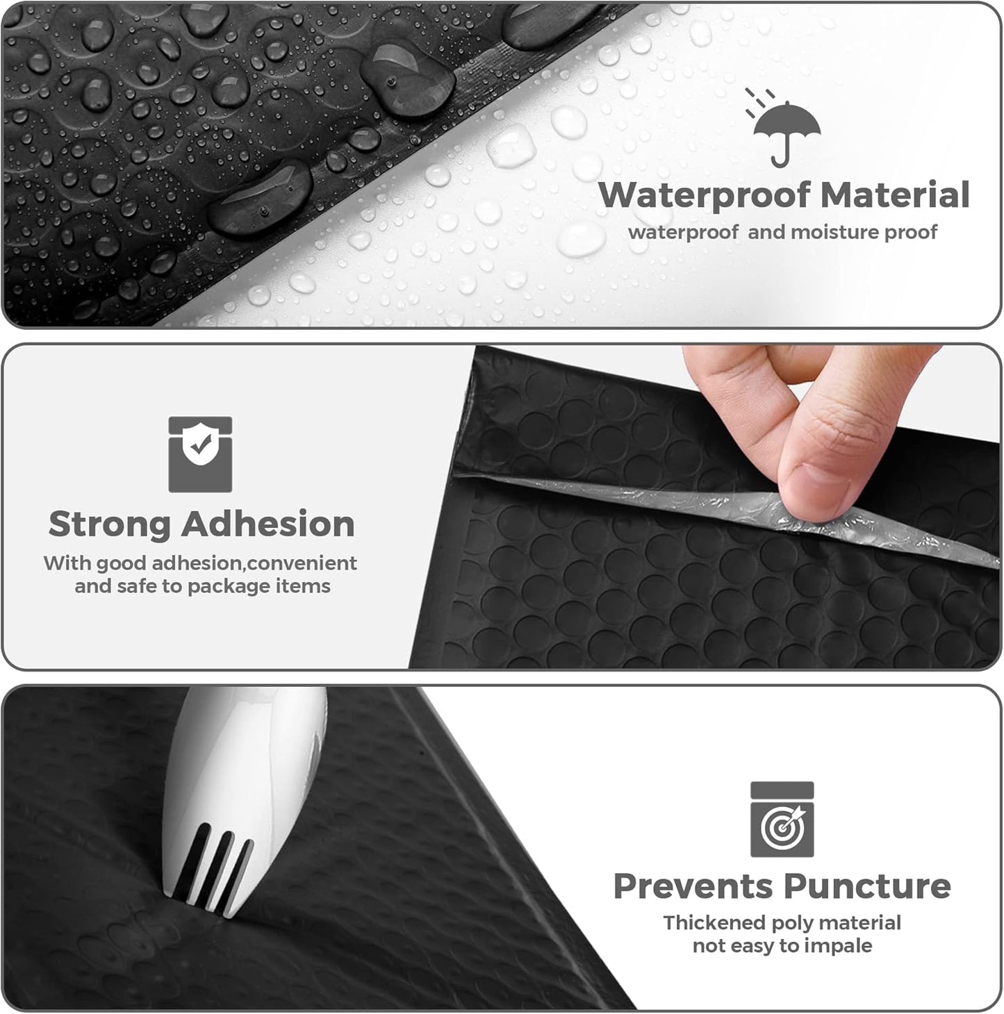 Metronic Large Bubble Mailers 10.5x16" 40 Pack Self Seal Black Padded Envelopes Strong Adhesion Mailing Envelopes Bubble Padded for Small Business Shipping Books Clothes Gifts