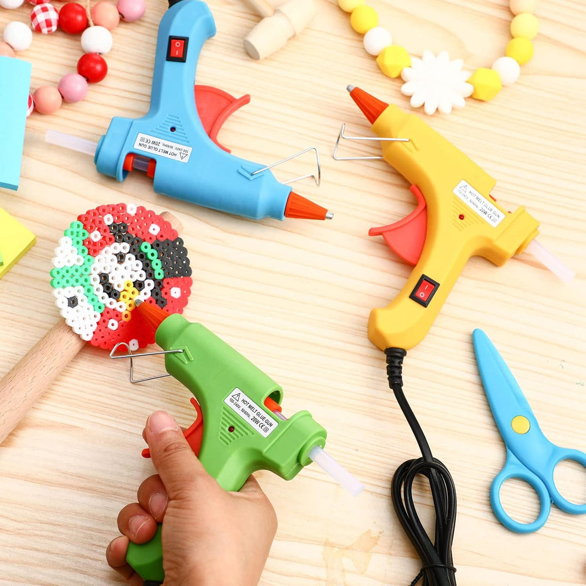 Zhengmy 12 Pcs Mini Glue Gun Crafts Hot Melt Guns Low Temp Glue with Burn Protection Fast Preheating and Easy Squeeze Trigger for School DIY Arts Class Projects Home Quick Repairs, 20 W (Multicolor)