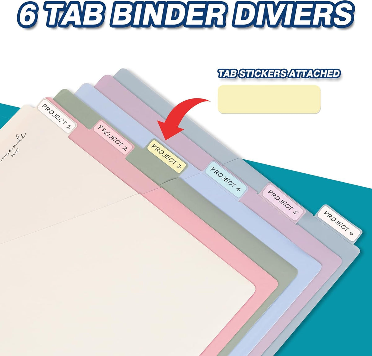 H4D 6-Tab Dividers for 3 Ring Binder, Plastic Dividers with Two Pockets, Letter Size, Morandi Colors, 6 Set