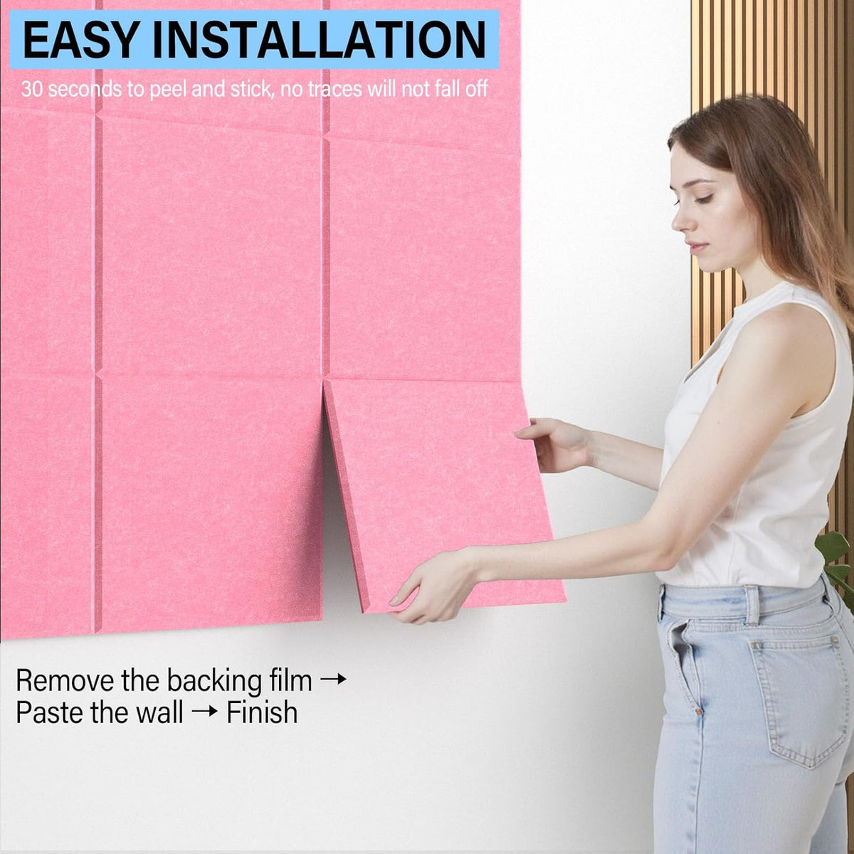 Large Cork Boards for Walls – 48 x 36 Self Adhesive Felt Wall Tiles, Ideal for Office Black Bulletin Board, Easy to Install Pin Board Photo Board