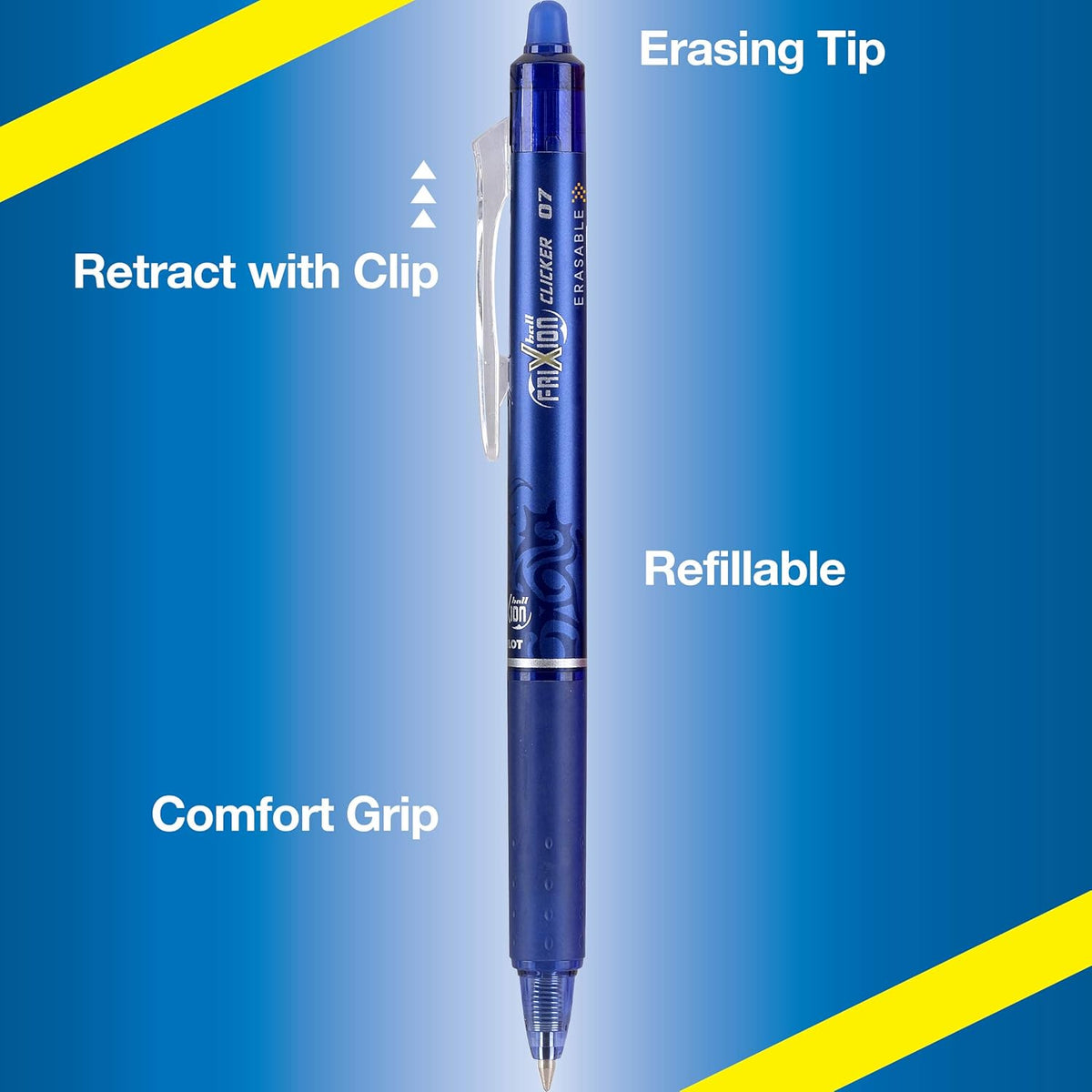 Pilot FriXion Clicker Erasable Gel Pens, Fine Point 0.7 mm Erasable Pens, Pack of 15 Assorted Colors