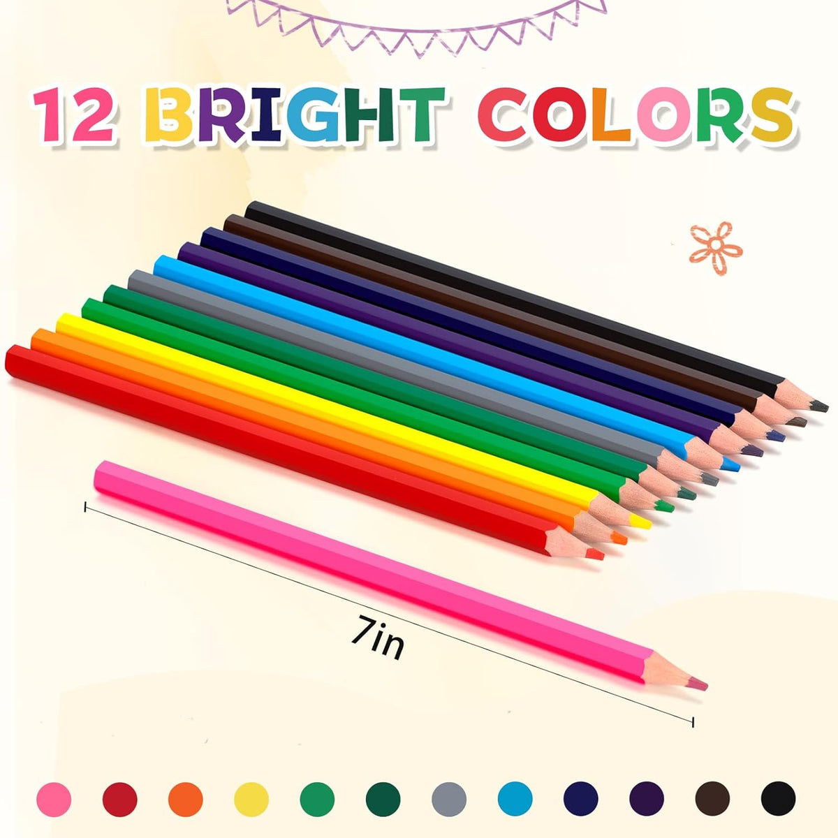 Colored Pencils Bulk, 12 Assorted Colors, Pre-sharpened Coloring Pencils Set for Kids and Adult, Teachers Essential Classroom Prizes, Back to School Supplies (18)