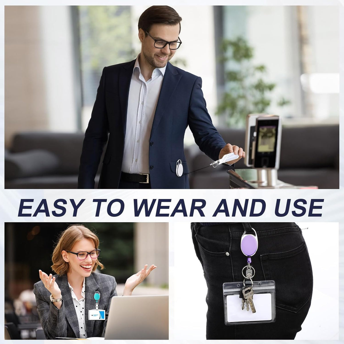 Laumoi 80 Packs Retractable ID Badge Holder Badge Reel with Belt Clip and Key Ring, Name ID Badge Clips Keychain for Office Worker Doctor Nurse Employee (Colorful)