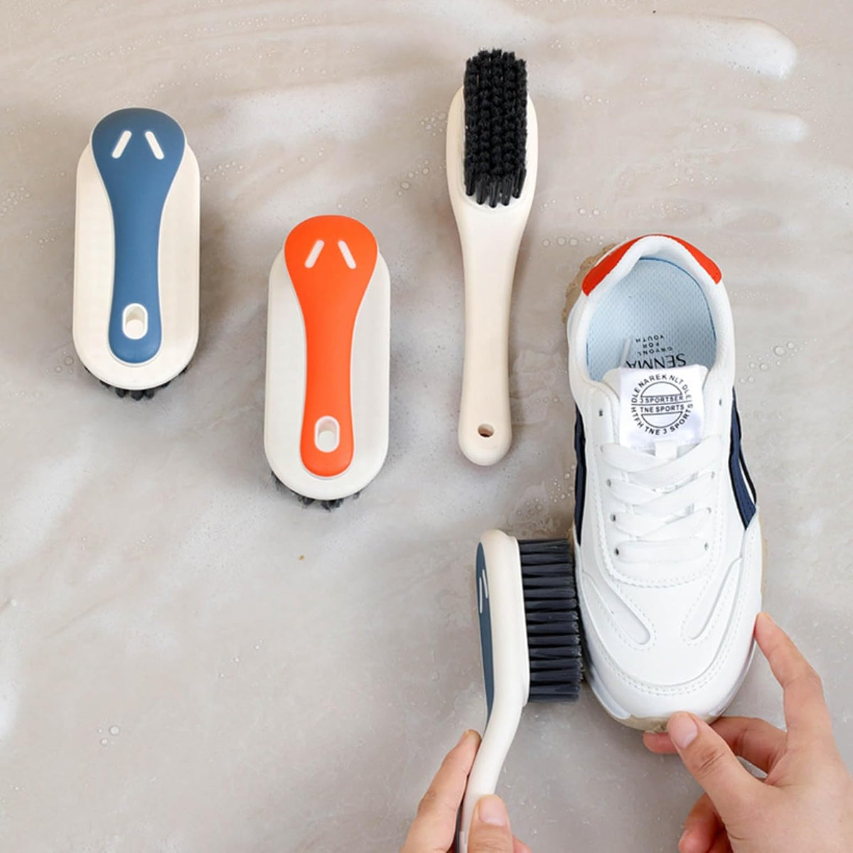 Soft Bristle Scrub Cleaning Brush Stain Remover Brush Fabric Cleaning Brush Laundry Brush Small Scrub Brush Cleaner Household Cleaning Brushes for Carpet, Clothes, Bathroom,Sneaker-2 Pack (Gray)