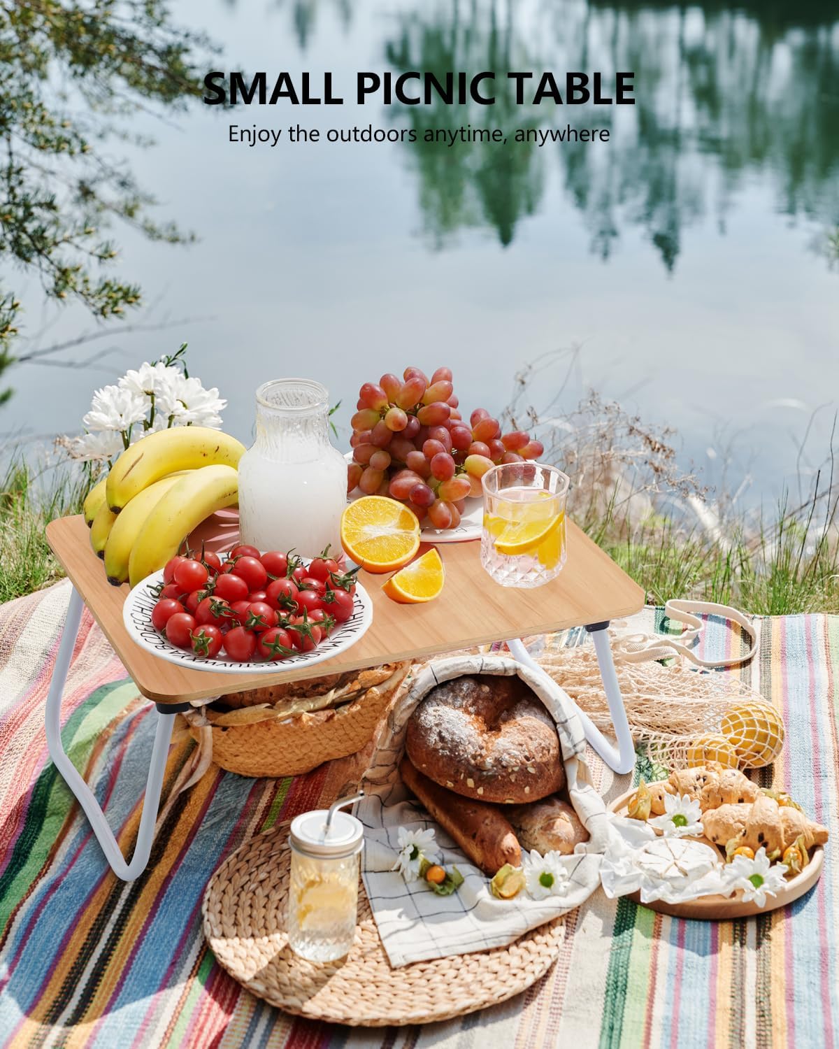 Laptop Bed Desk, Foldable Lap Desk, Portable Laptop Stand, Lightweight & Mini Table for Breakfast/Picnic/Drawing/Couch/Floor - Wood