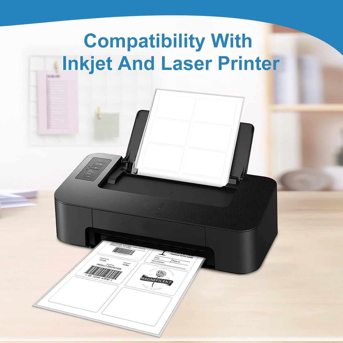 Name Tag Stickers 2 1/3" x 3 3/8", White Blank Mailing Labels, Inkjet and Laser Printer Guaranteed, 8 Labels Per Sheet, 100 Sheets - 800 Labels（HB-R108）