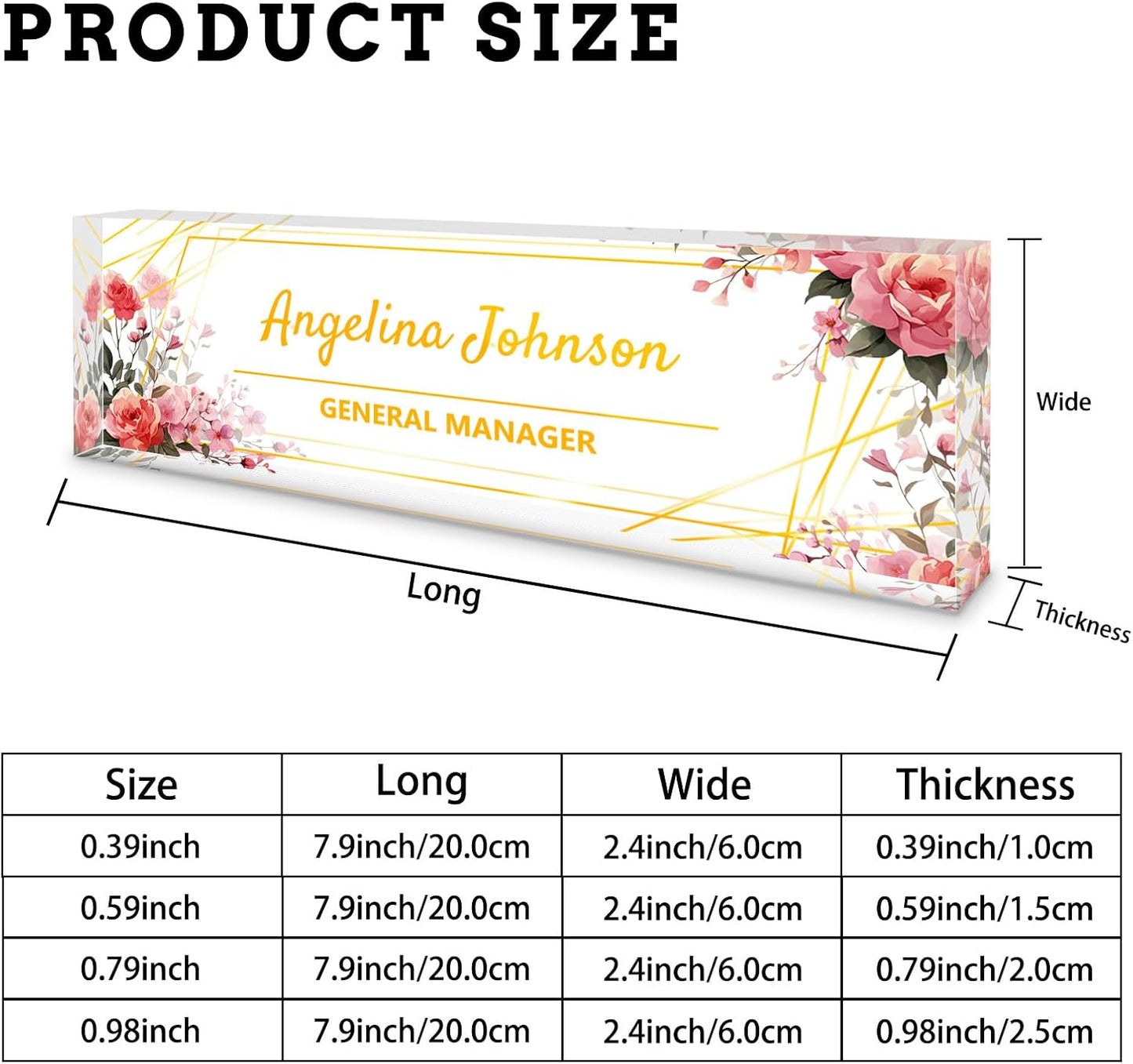 Personalized Name Plate for Desk, Custom Acrylic Desktop Accessories Office Decor for Women Men, Offices Gift for Coworkers Boss Teacher, Employee Appreciation Gifts