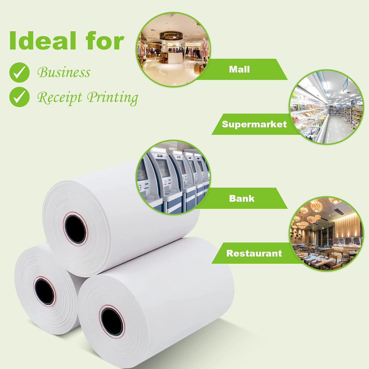 MFLABEL 2 1/4" x 50' Thermal Papers Cash Register POS Receipt Paper Credit Card Paper 2500 Rolls
