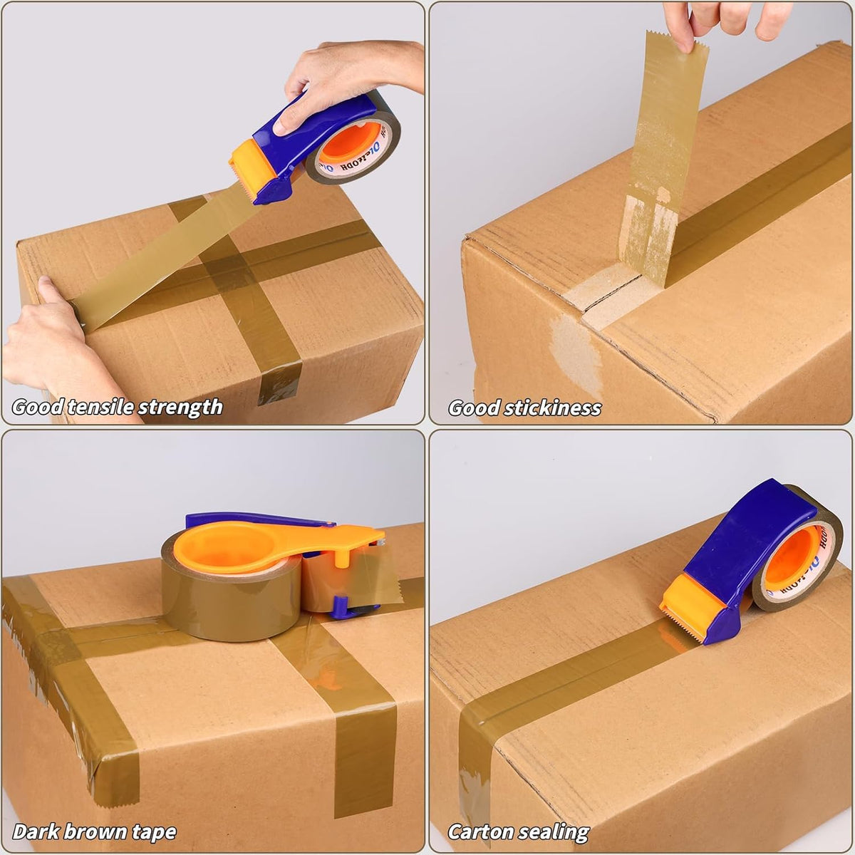 20 Rolls Brown Packing Tape with Dispenser, 1.88" X 120 yd Shipping Tape Bulk, Total 2400 yards, 2.6 mil, 3" Core, Tan Packing Tape Refills, Carton Sealing Tape for Moving Boxes, Package, Mailing