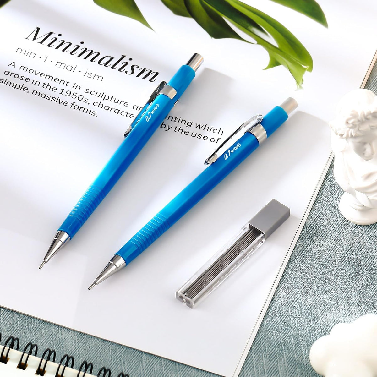 Gueevin 24 Pcs Mechanical Pencil Metal Penpoint Mechanical Pencil Retractable Automatic Drafting Pencils Refills for Writing Drawing Signature (0.7mm,Blue)