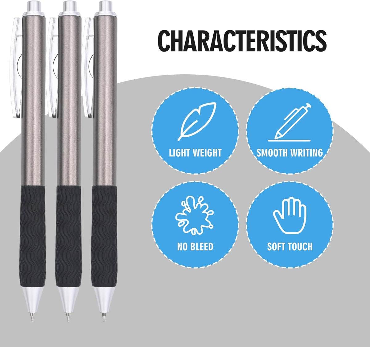 Black Gel Pens, 50Pack Bulk Black Gel Pens, 0.5mm Fine Tip, Black Ink, Smudge-Free, Retractable Ballpoint Pen, Ideal for School, Office, Nurse Documentation (Brown Barrel)