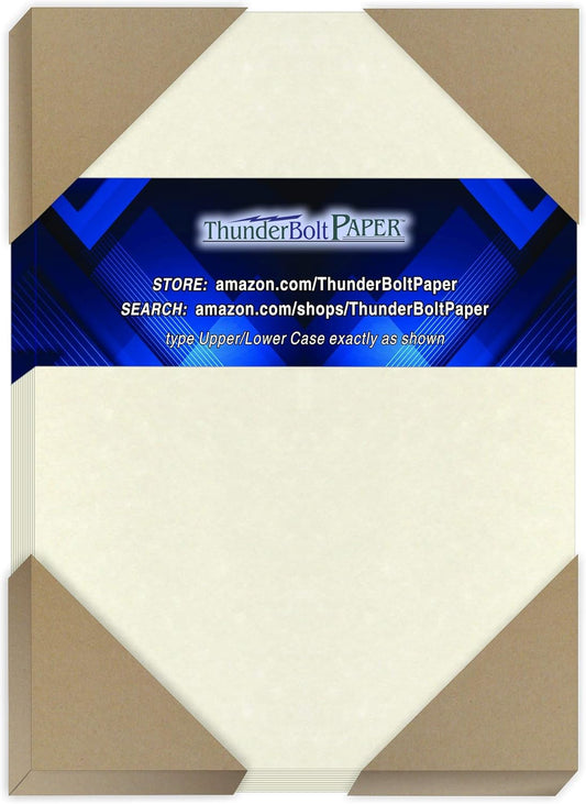 100 White Parchment 65lb Cover Weight Paper - 5" X 7" (5X7 Inches) Photo|Card|Frame Size - Printable Cardstock Colored Sheets Old Parchment Semblance