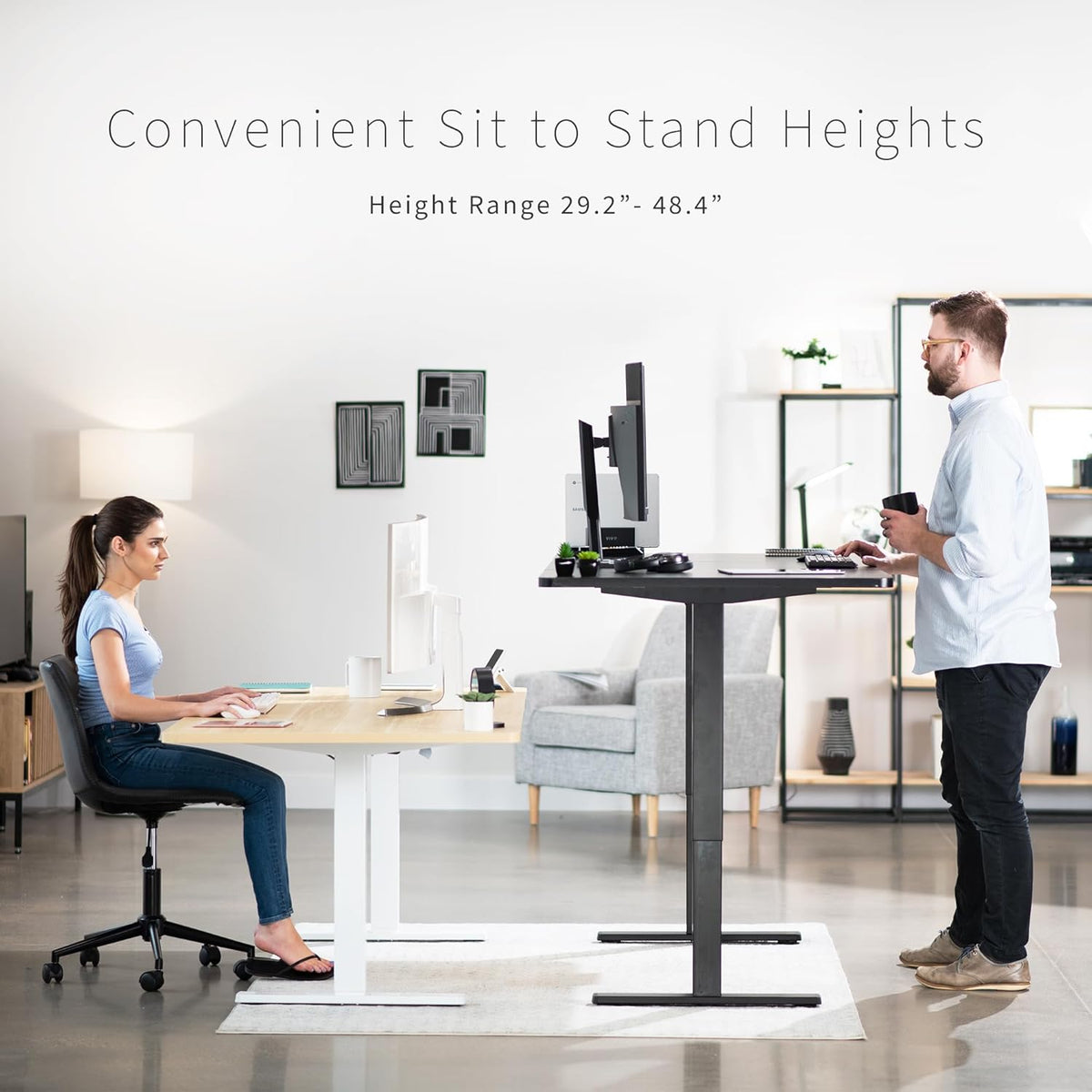 VIVO Electric 71 x 36 in Standing Desk, Memory Height Adjustment, 1B Series, Dark Gray Top Gray Frame, DESK-KIT-1G7G-36