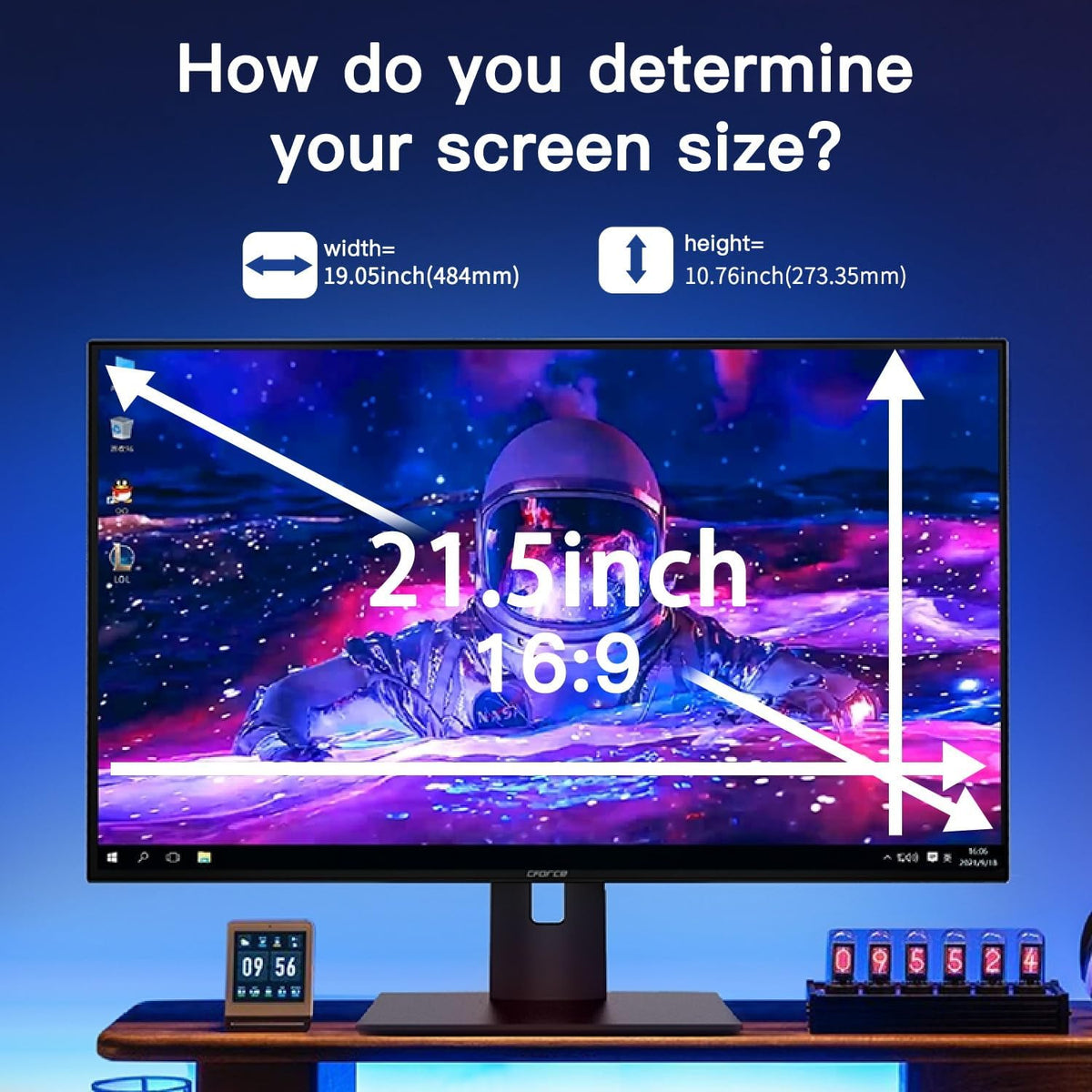[2 Pack] 2 Pack Magnetic Hanging Computer Privacy Screen 21.5 Inch for 16:9 Widescreen Monitor, Removable Privacy Screen Anti Glare Blue Light Computer Screen Privacy Shield, Anti-Scratch