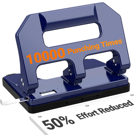 3 Hole Punch Heavy Duty, AFMAT 3 Hole Puncher for Binder, 40-Sheet Three Hole Punch w/ 10000+ Uses, Metal Hole Puncher 3 Ring, 50% Reduced Effort, Bulit-in S.S. Paper Guide, Model: HPX1 (Blue)