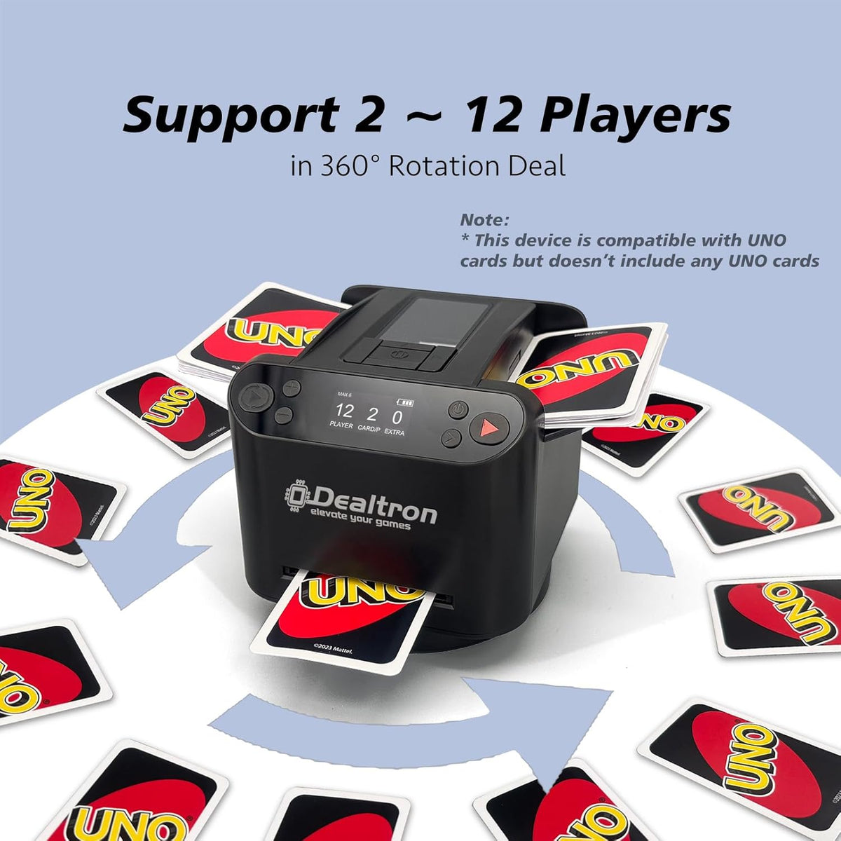 All-in-One Automatic Card Shuffler and Dealer,with 8 Remotes,Programmable Dealer,Card Shuffler 2 Deck,360° Rotation,Ultra Quiet,Rechargeable,up to 12 Players,for All Card Games (Shadow Black)