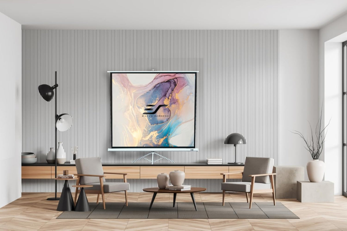 Elite Screens Tripod Series, 99-INCH 1:1, 16:9, 4:3 Adjustable Multi Aspect Ratio Portable Indoor Outdoor Projector Screen, 8K / 4K Ultra HD 3D Ready, US Based Company 2-Year Warranty, T99NWS1 -White