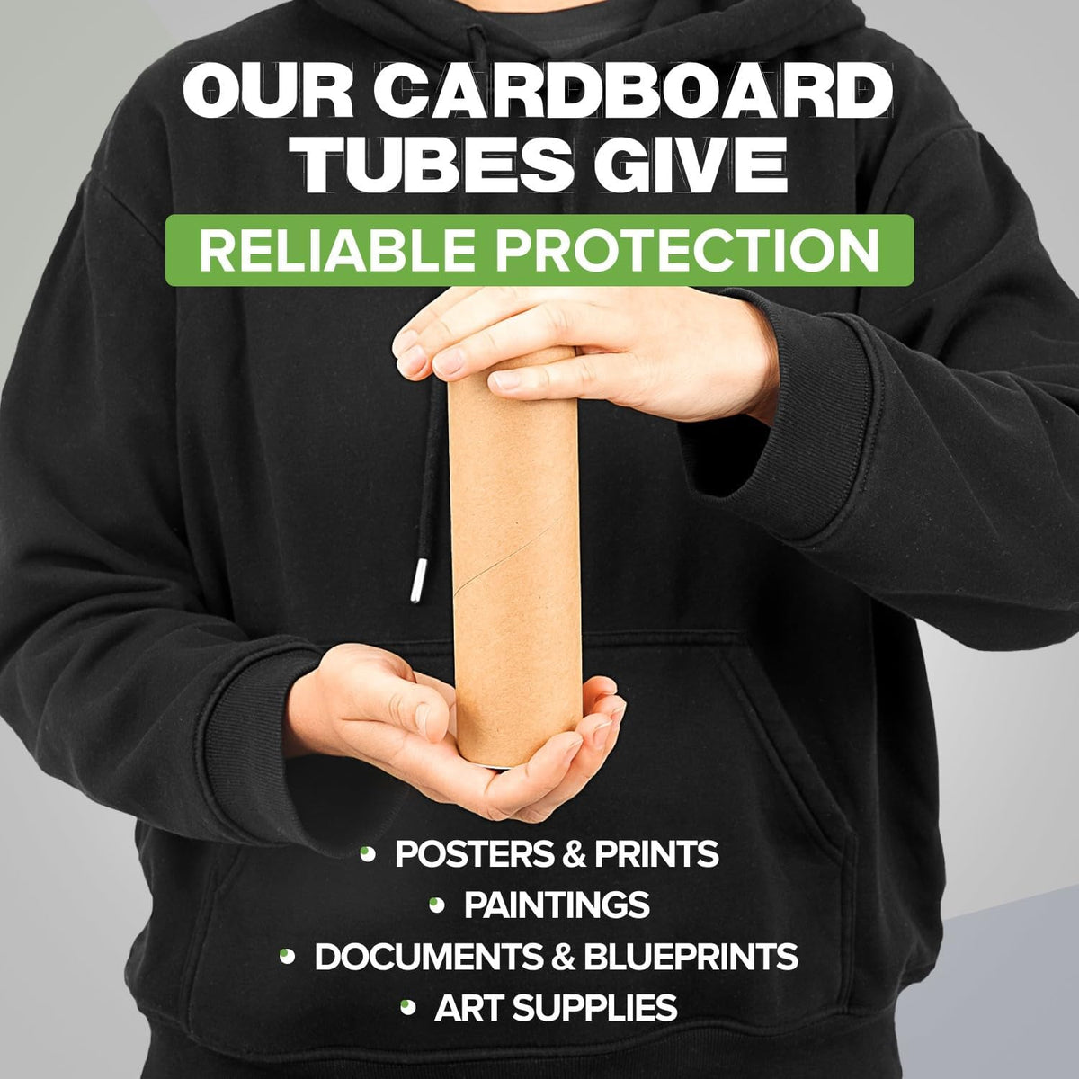 2" x 12" Reinforced Kraft Paper Mailing Tubes, Pack of 6 Tubes with 2 Caps Each – USPS Approved Poster Tube – Made in USA Cardboard Tube for Shipping and Storing Posters, Prints, Artwork, or Documents