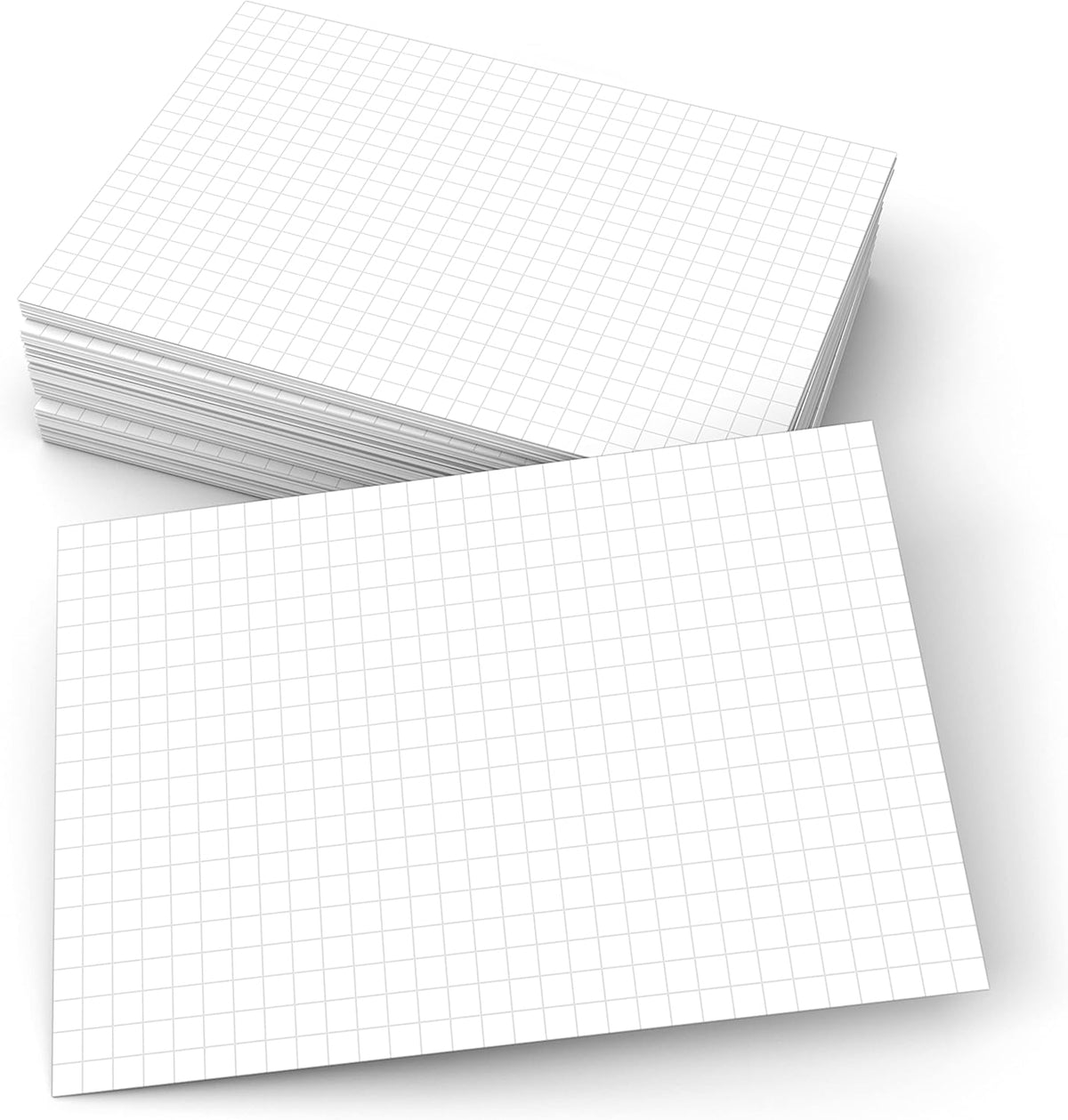 321Done Graph Ruled Index Cards (Set of 50) 4" x 6", Grid 0.20" Double-Sided, Thick Cardstock, Made in The USA, White