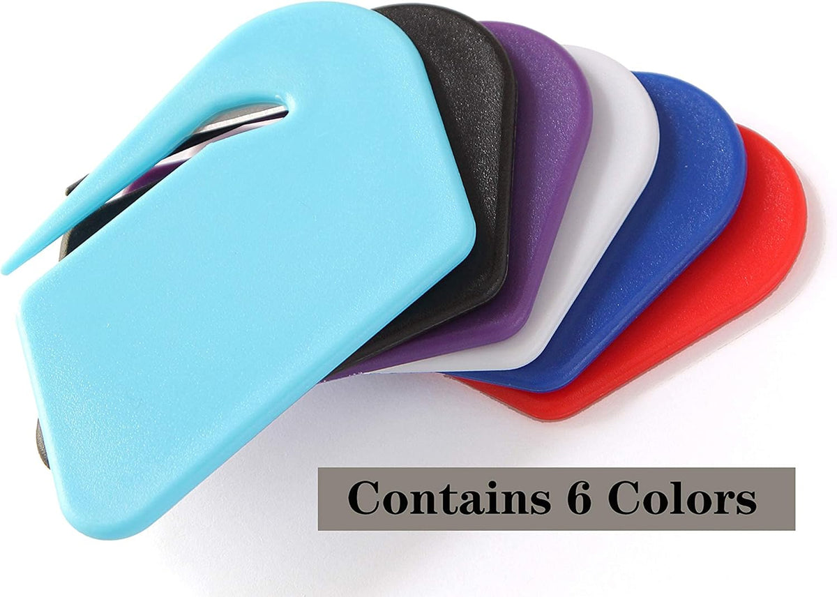 Letter Opener Envelope Slitter,6 Pack, Mail Openers Plastic Razor Blade,Envelope Cutter,Letter Opener for Women,Man(red/white/dark blue/black/purple/sky blue)