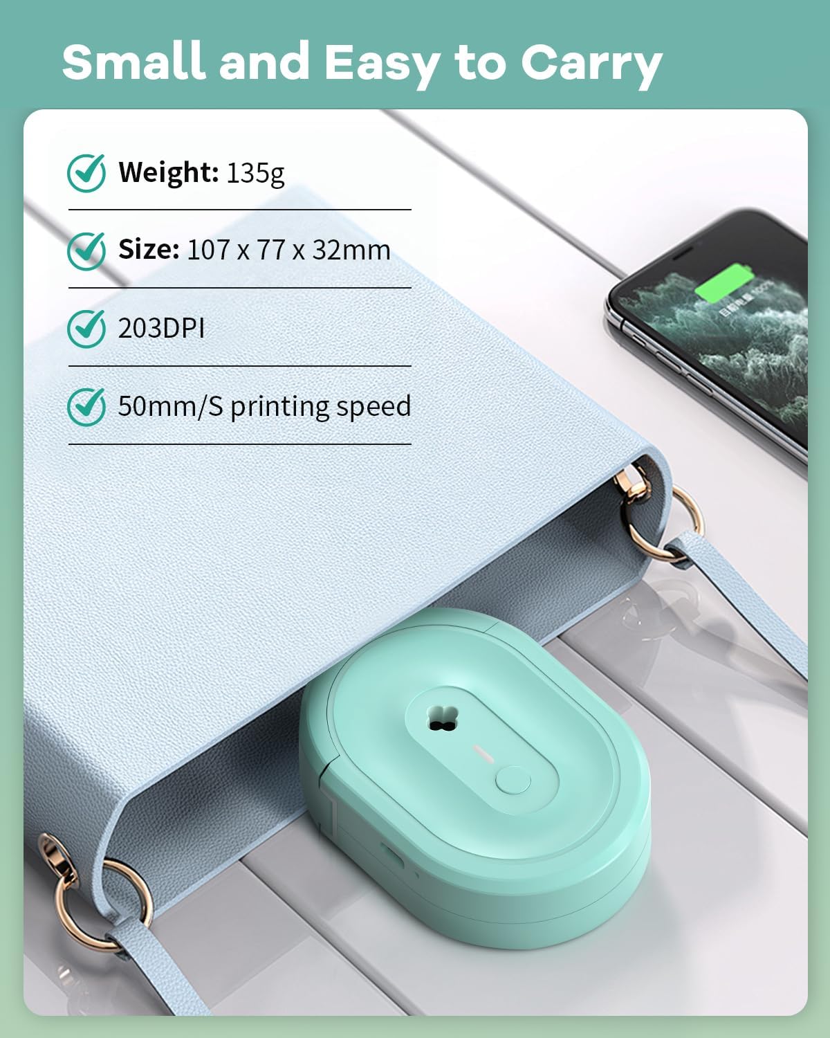 Label Maker Machine with Tape, N12 Portable Bluetooth Label Printer, Wireless Mini Label Makers Thermal Sticker with Multiple Templates for Home, Kitchen, School, Office Organization, Green