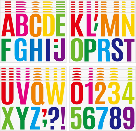 258 Pcs Waterproof 4" Self-Adhesive Vinyl Alphabet & Number Stickers for Mailboxes, Signs, Windows, Doors, Vehicles, Home, Business, and Lockers - Colored