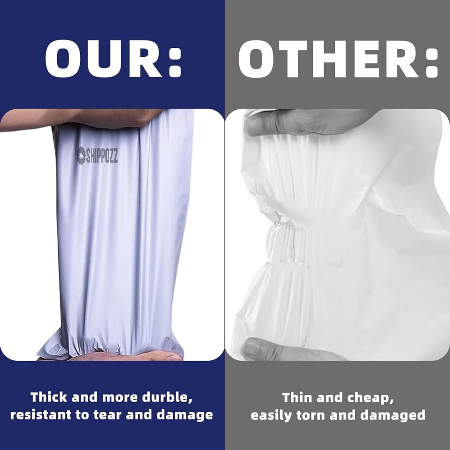 12 x 15.5 500pcs Shippozz Poly Mailers – Durable Shipping Envelopes with Strong Adhesive Seal, Waterproof and Tear-Resistant Design – Ideal for Clothing, Books, and Accessories