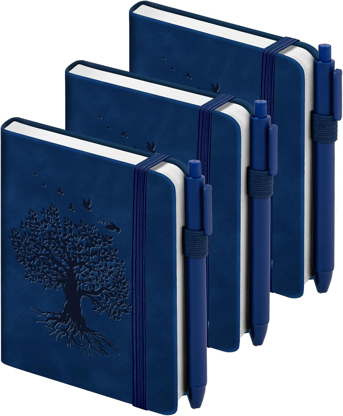 3 Pack Pocket Journaling Notebooks, A6 Small Notebook For Note Taking Journaling Notebooks Journals For Writing Mini Note Pads With Pen Holder 120 Pages 100 GSM Thick Paper-3 Deep Blue
